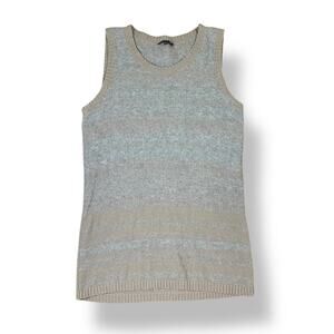 Lafayette 148 New York Striped Wool Tank Top‎ Womens Size M Brown Gray